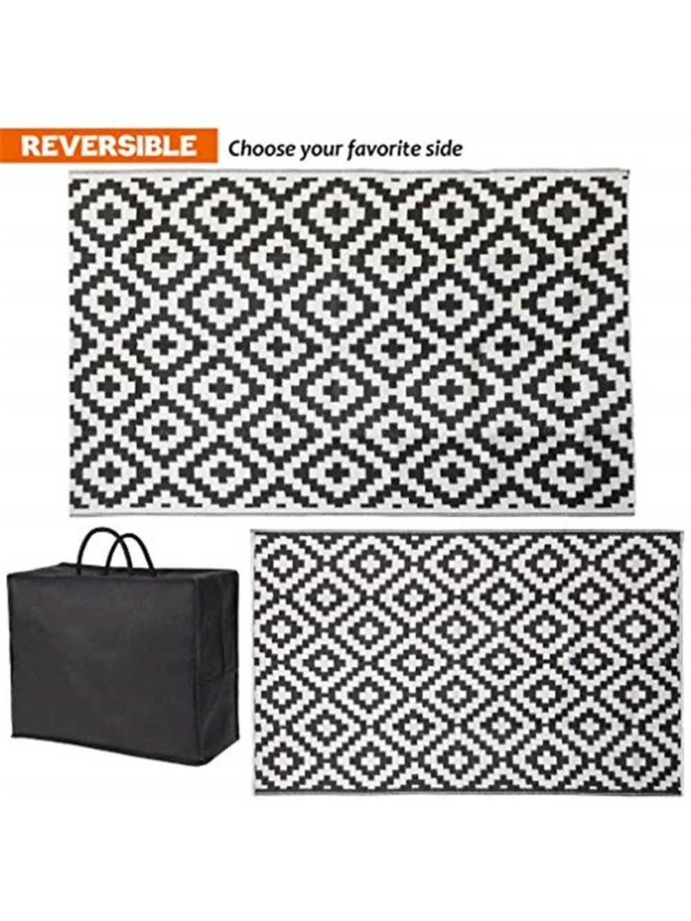 Waterproof Outdoor Rug 5x8 ft, Plastic Reversible Rug, Modern Area Rug, Large - Picture 3 of 7
